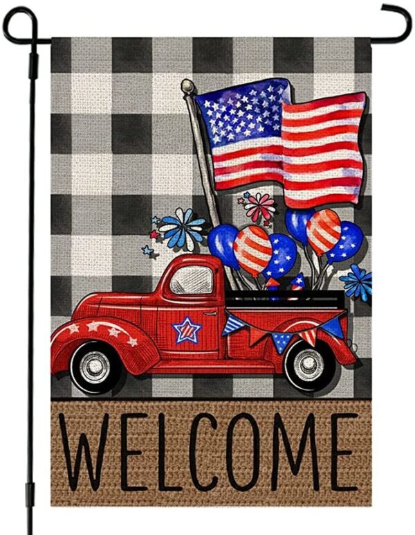 4th Of July Patrioctic Welcome Truck Garden Flag