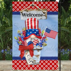 4th Of July Welcome Gnomes Garden Flag