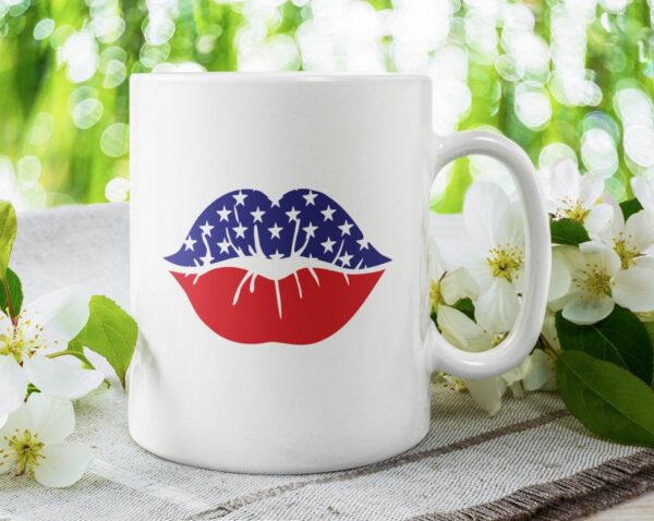 American Flag Lips Kiss 4th Of July Mug