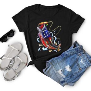 Bass Fishing Fish American Flag Shirt