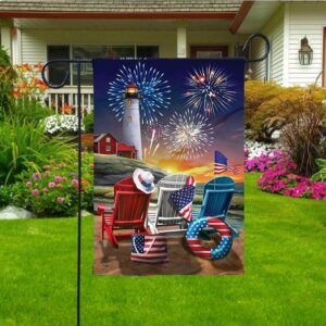 Beachfront Fireworks Fourth Of July House Flag