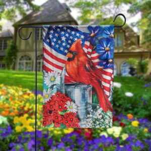 Cardinal bird Patriotic 4th of July Garden Flag