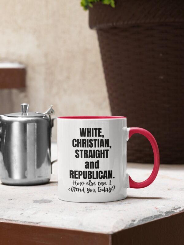 Funny White Christian Straight And Republican Mug