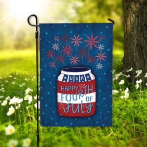 Happy 4th Of July Garden Flag Patriotic Mason Jar Red White Blue Outdoor Decor