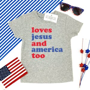 Loves Jesus and America Too 4th of July Shirt