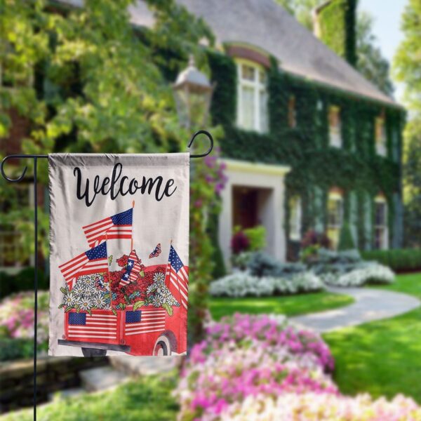 Welcome July 4th Garden Flag