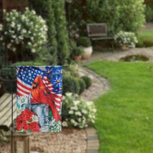 Cardinal bird Patriotic 4th of July Garden Flag