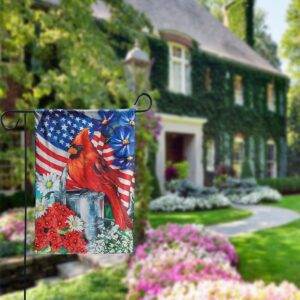 Cardinal bird Patriotic 4th of July Garden Flag