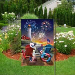 Beachfront Fireworks Fourth of July House Flag