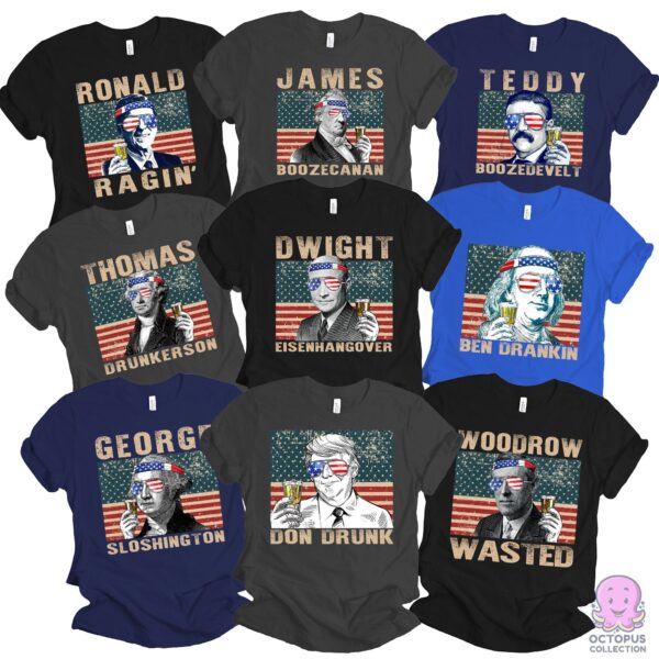 Drinking Presidents 4th Of July Shirt