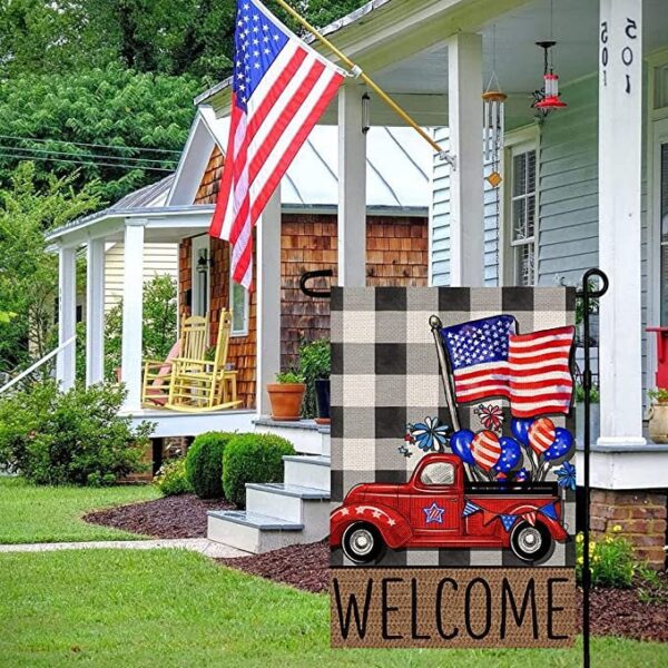 4th Of July Patrioctic Welcome Truck Garden Flag