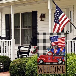 4th Of July Patrioctic Welcome Truck Garden Flag