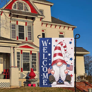 Welcome Gnome Patriotic 4th of July Garden Flag