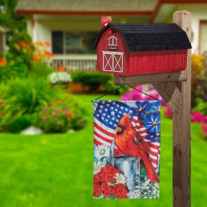 Cardinal bird Patriotic 4th of July Garden Flag