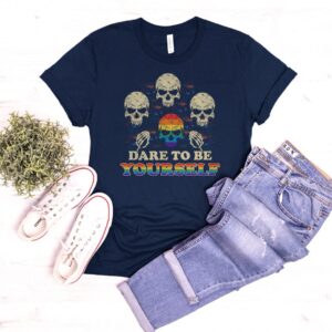 Dare To Be Yourself Rainbow Skull Pride Shirt