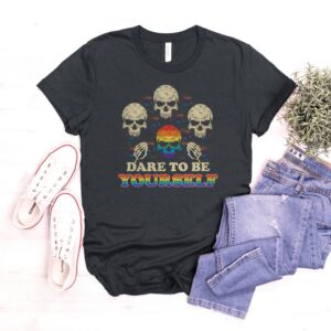 Dare To Be Yourself Rainbow Skull Pride Shirt