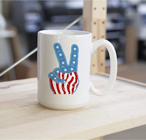 Peace Hand American Flag Mug