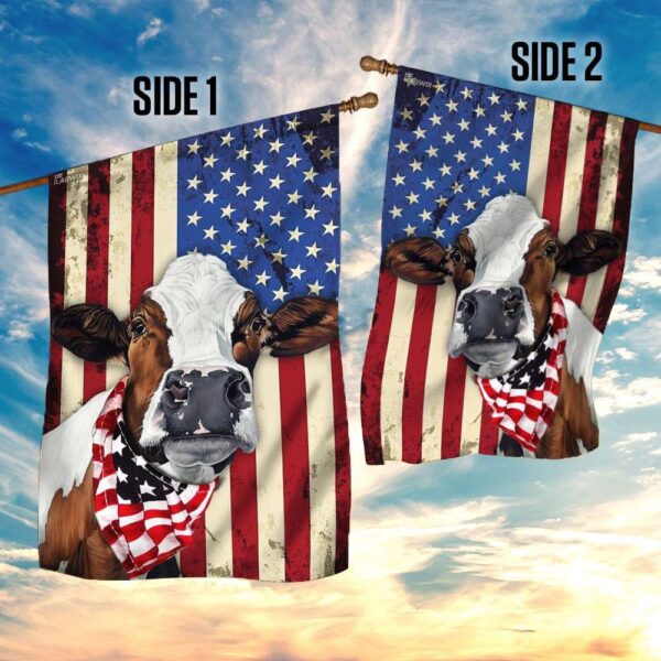 Cow Cattle Happy 4th Of July American US Flag