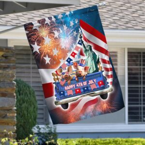 Happy July 4th Flag Happy Independence Day Flag Pig Funny Flag