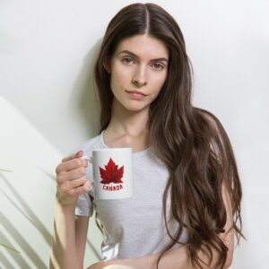 White Glossy Mug With The Design Flag Of Canada