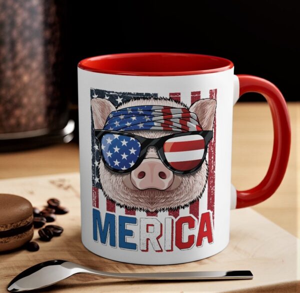 Pig Merica 4th Of July American Flag USA Farmer Swine Piggy Mug