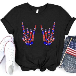 American Skeleton Rock on 4th of July Summer Shirt