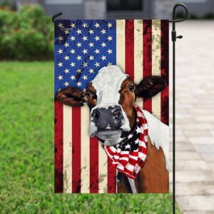 Cow Cattle Happy 4th Of July American US Flag