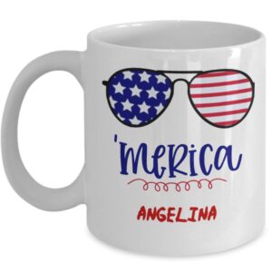 Personalized Merica Mug 4th of July White Coffee Mug