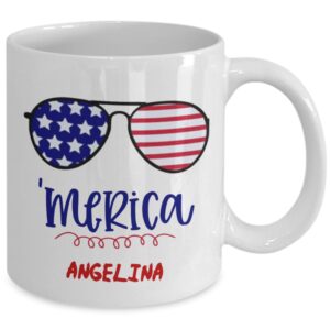 Personalized Merica Mug 4th of July White Coffee Mug