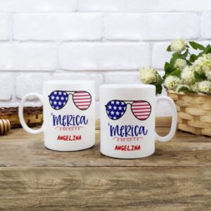 Personalized Merica Mug 4th Of July White Coffee