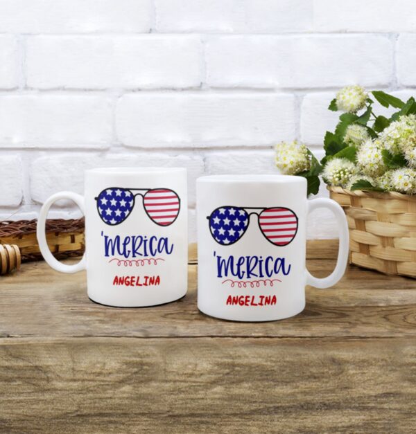 Personalized Merica Mug 4th Of July White Coffee