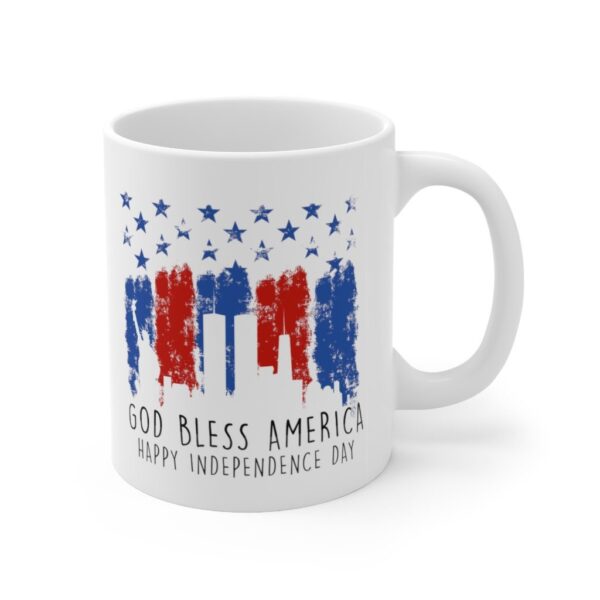 God Bless America Happy Independence Day White Ceramic Mug