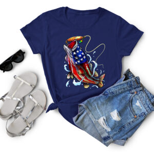 Bass Fishing Fish American Flag Shirt