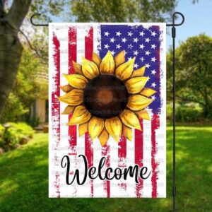 Patriotic 4th July Garden Sunflower Flag