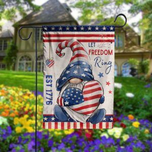 Patriotic Gnome Garden Flag For 4th Of July