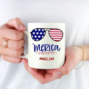 Personalized Merica Mug 4th Of July White Coffee