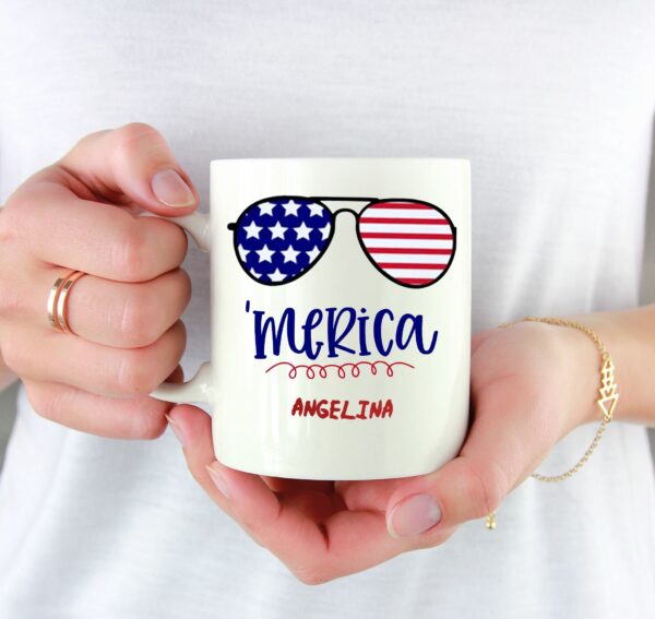 Personalized Merica Mug 4th Of July White Coffee