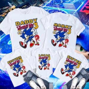 Personalized Name Age Sonic The Hedgehog Birthday Shirt