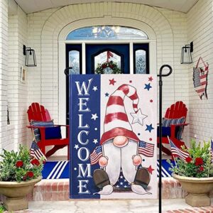 Welcome Gnome Patriotic 4th of July Garden Flag