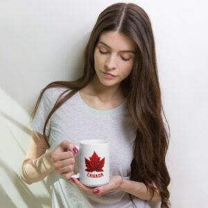 White glossy mug with the design Flag of Canada