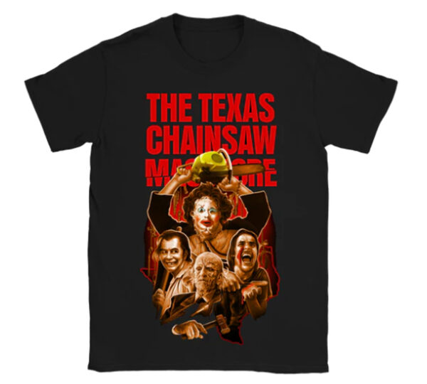 Leatherface And Family Wide Texas Chainsaw Massarce Shirt