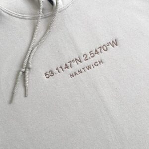 Embroidered Sweatshirt Hoodie Custom Longitude And Latitude Special Location