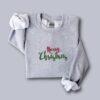 Embroidered Sweatshirt Merry Bright Christmas