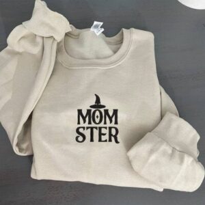 Embroidered Sweatshirt Hoodie Momster Halloween