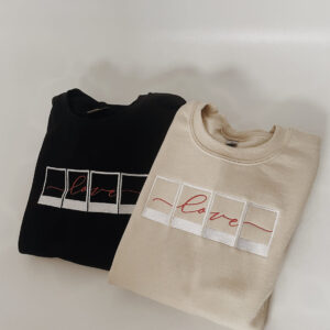 Embroidered Sweatshirt Simple And Minimalistic Polaroid Love