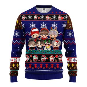 Ugly Christmas Sweater Cute Bts Army Chibi