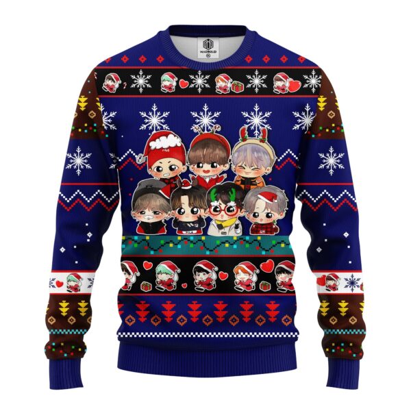 Ugly Christmas Sweater Cute Bts Army Chibi