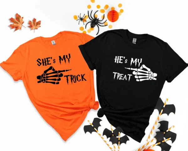 His and Hers Halloween Shirts She’s My Trick He’s My Treat Matching Halloween Shirts