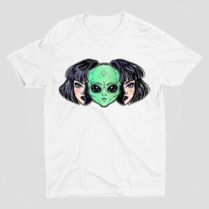 Alien Face In Disguise As Human Girl Shirt Halloween