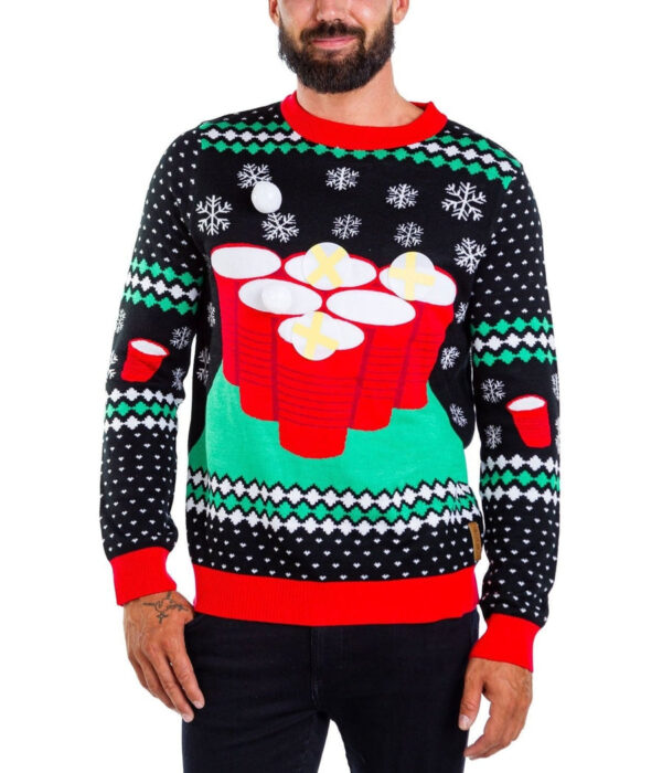 Beer Pong Ugly Christmas Sweater